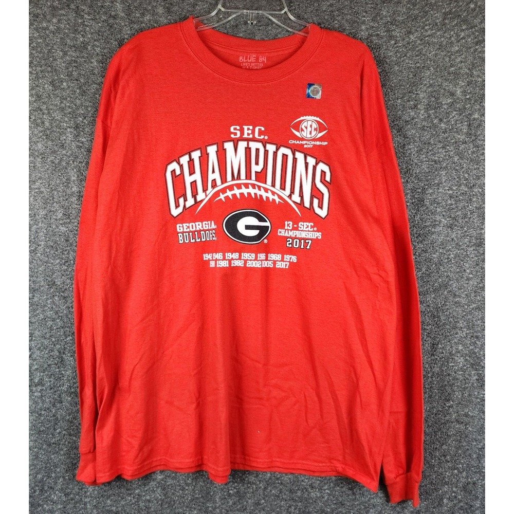 Georgia Bulldogs T-Shirt Mens XXL Red NCAA Football 2017 SEC Champions Blue 84